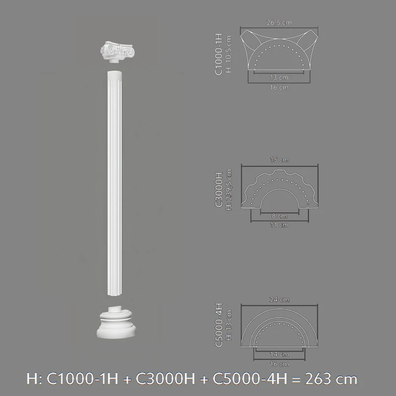 Capitel decorativ semicoloana C1000-1H 26,5 x 13,2 x 10,5 cm