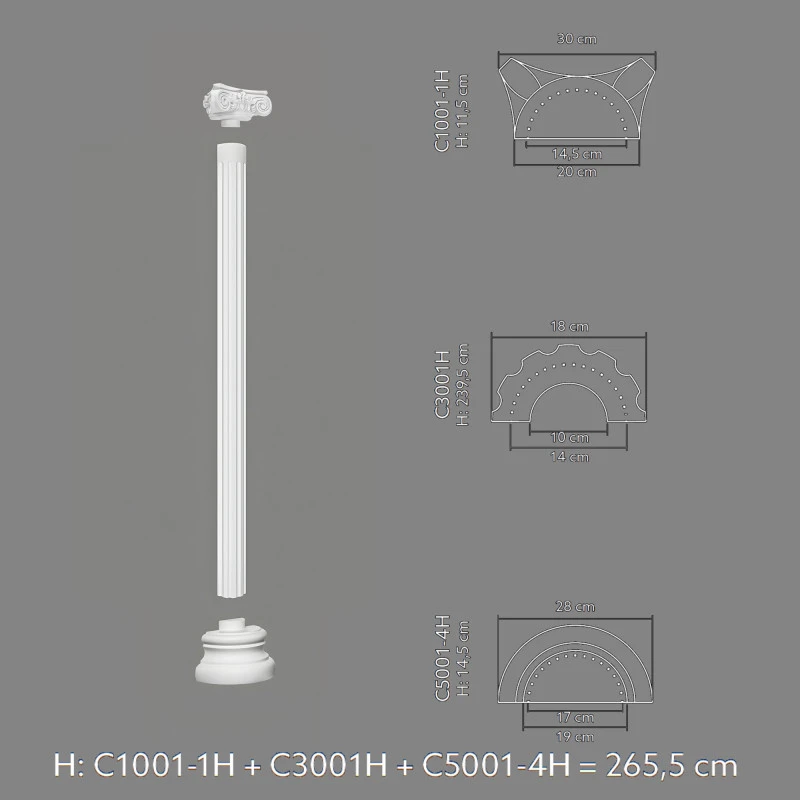 Capitel decorativ semicoloana C1001-1H 30 x 15 x 11,5 cm