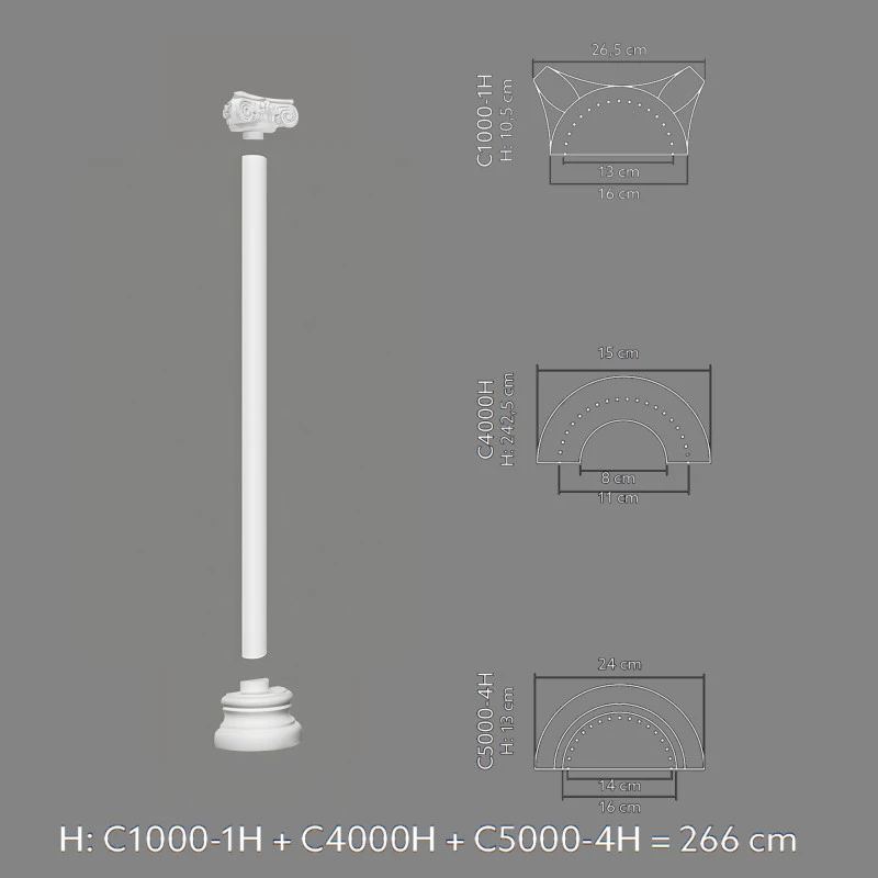 Capitel decorativ semicoloana C1000-1H 26,5 x 13,2 x 10,5 cm