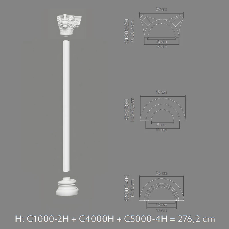 Capitel decorativ semicoloana C1000-2H 29 x 14,5 x 20,7 cm