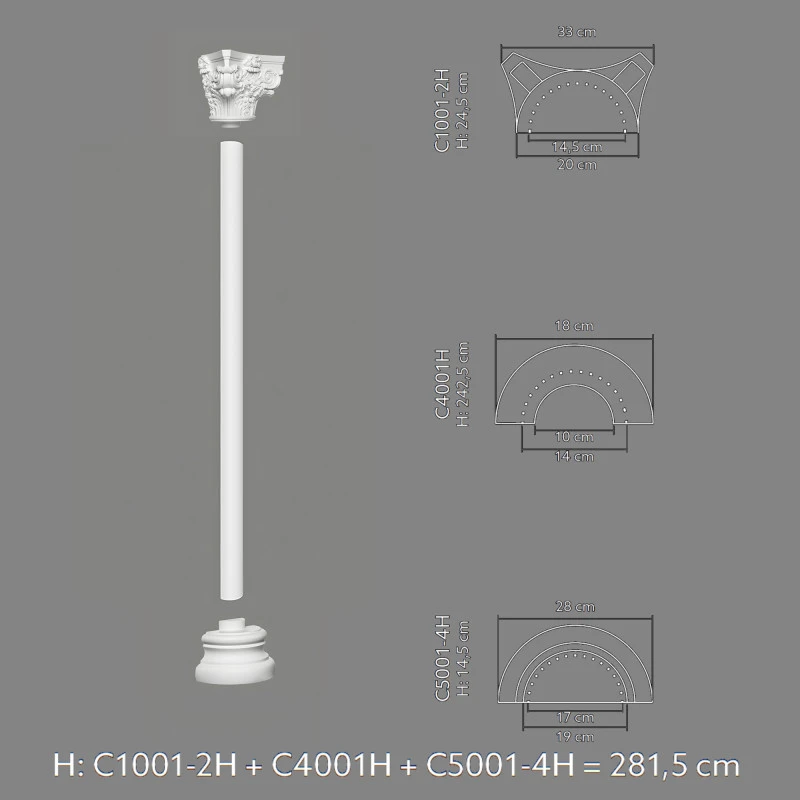 Capitel decorativ semicoloana C1001-2H 33 x 16,5 x 24,5 cm