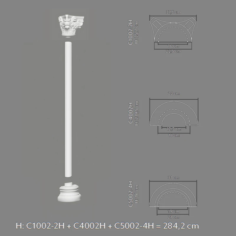 Capitel decorativ semicoloana C1002-2H 37,5 x 18,7 x 25,7 cm