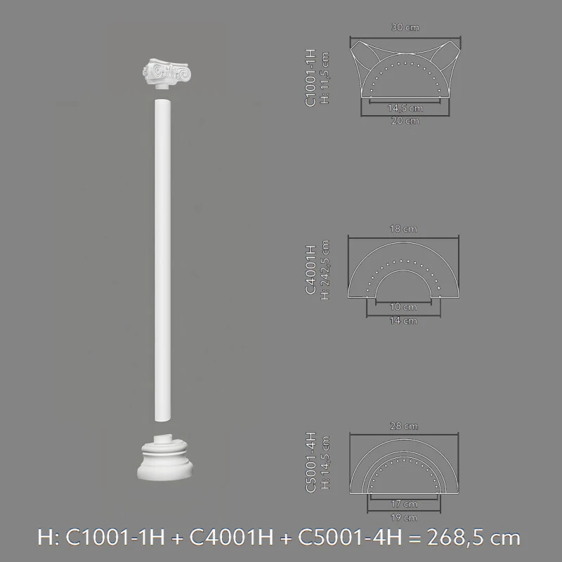Capitel decorativ semicoloana C1001-1H 30 x 15 x 11,5 cm