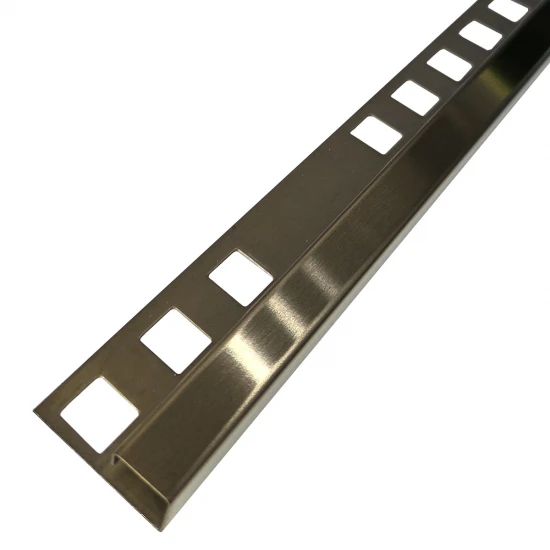Profil terminație gresie faianță pătrat inox auriu periat 12 x 12 lungime 2700 mm