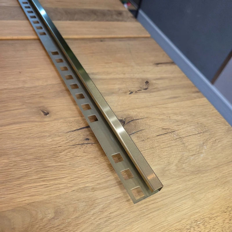 Profil terminație gresie faianță pătrat inox auriu periat 12 x 12 lungime 2700 mm