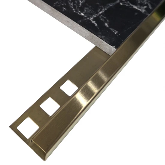 Profil terminație gresie faianță pătrat inox auriu periat 12 x 12 lungime 2700 mm