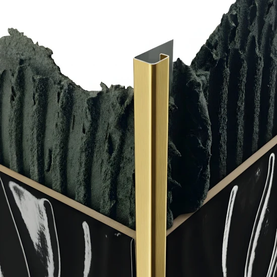 Profil terminație gresie faianță pătrat inox auriu periat 12 x 12 lungime 2700 mm