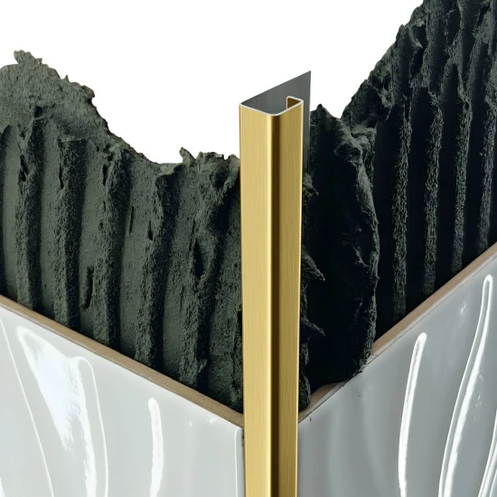 Profil terminație gresie faianță pătrat inox auriu periat 12 x 12 lungime 2700 mm