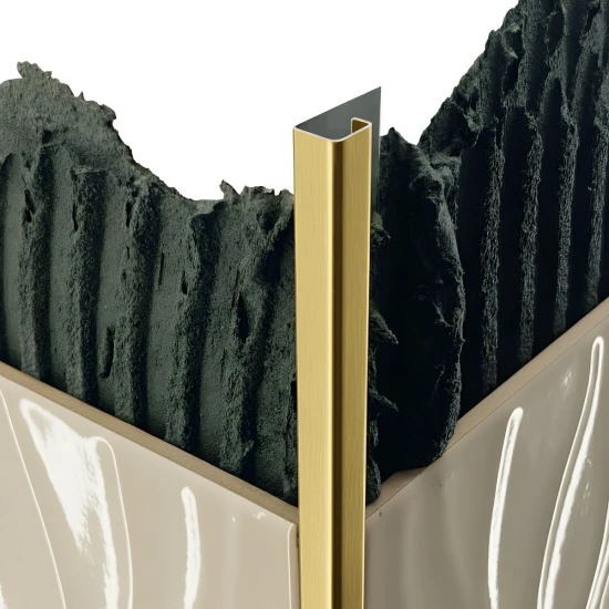 Profil terminație gresie faianță pătrat inox auriu periat 12 x 12 lungime 2700 mm