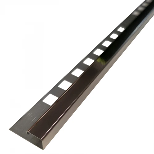 Profil terminatie patrat pentru gresie si faianta inox cupru lucios 12 x 12 x 2700 mm