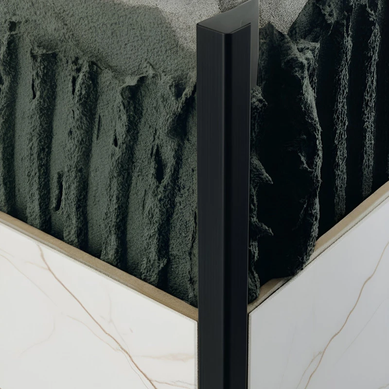 Profil terminatie patrat gresie faianta inox negru periat 12 x 12 x 2700 mm