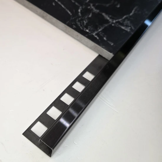 Profil terminatie patrat gresie faianta inox negru periat 12 x 12 x 2700 mm