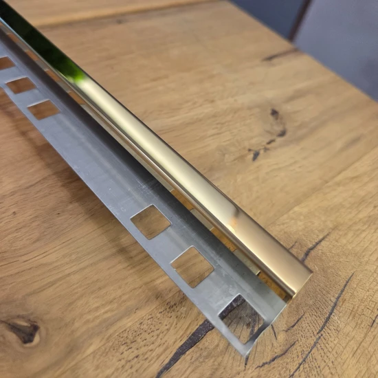 Terminație pătrată gresie faianță 12 x 12 x 2700 mm din inox auriu lucios