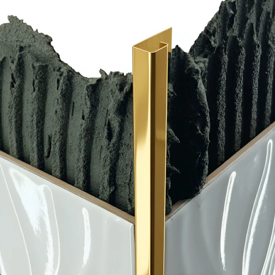 Terminație pătrată gresie faianță 12 x 12 x 2700 mm din inox auriu lucios