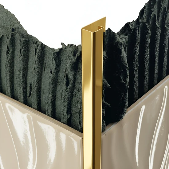 Terminație pătrată gresie faianță 12 x 12 x 2700 mm din inox auriu lucios