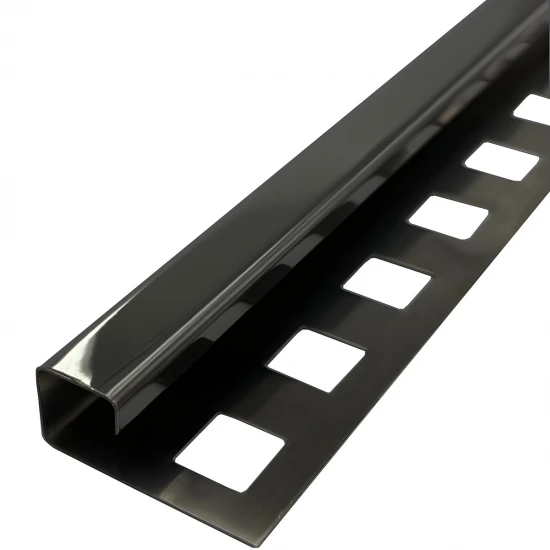 Terminație pătrată gresie faianță inox negru lucios 12 x 12 x 2700 mm