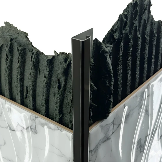 Terminație pătrată gresie faianță inox negru lucios 12 x 12 x 2700 mm