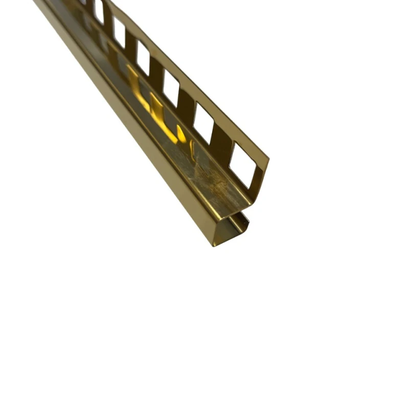 Profil colt exterior patrat 12 x 12 mm gresie si faianta auriu oglinda