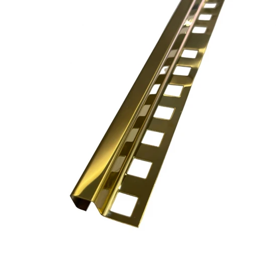 Profil colt exterior patrat 12 x 12 mm gresie si faianta auriu oglinda