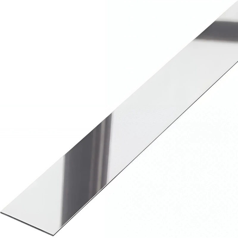 Platbanda inox crom lucios 20 mm x 2700 mm x 0.6 mm, profil decorativ