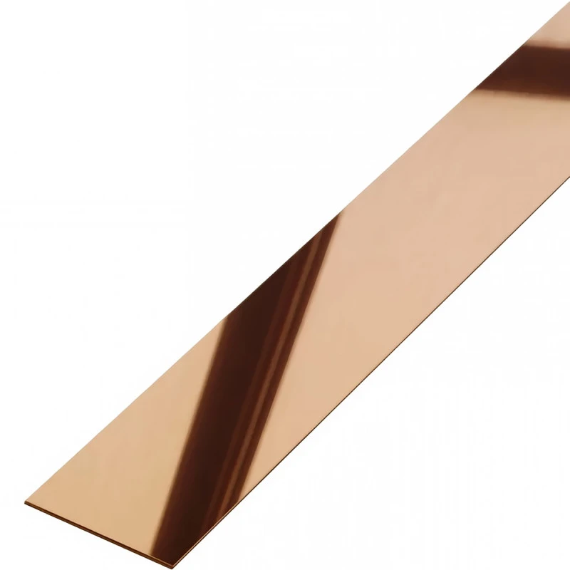 Platbanda inox, cupru lucios, 30 mm x 0.6 mm x 2700 mm