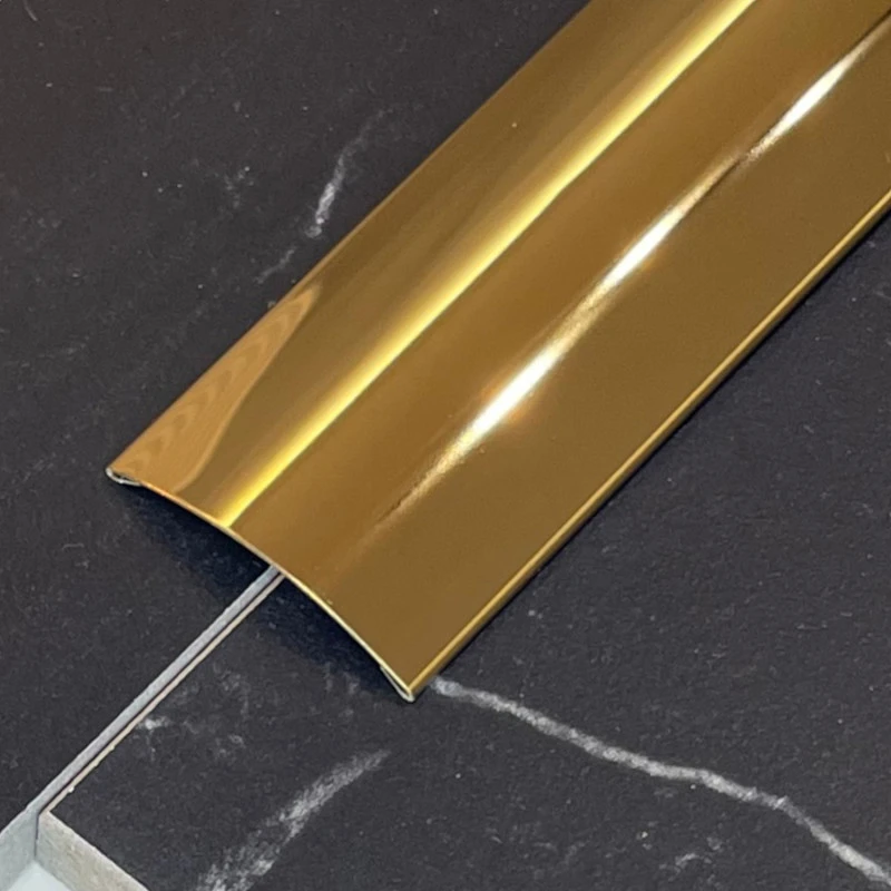 Prag de trecere inox 38 x 2700 mm auriu lucios - la nivel - lipire cu adeziv