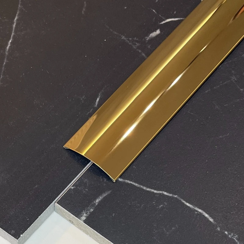 Prag de trecere inox 38 x 2700 mm auriu lucios - la nivel - lipire cu adeziv