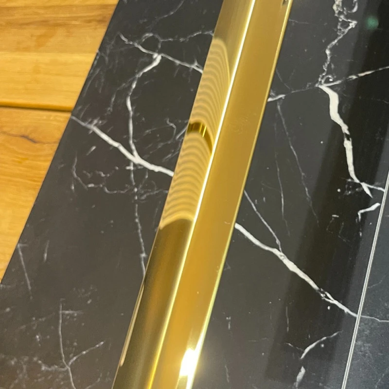 Prag de trecere inox 38 x 2700 mm auriu lucios - la nivel - lipire cu adeziv