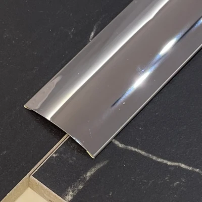 Prag de trecere inox 38 x 2700 mm crom lucios - la nivel - lipire cu adeziv