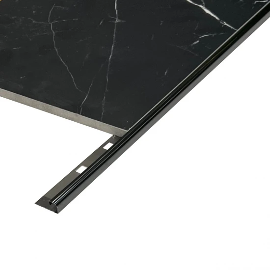 Profil inox colt exterior rotunjit 10x2700 mm gresie si faianta, negru oglinda