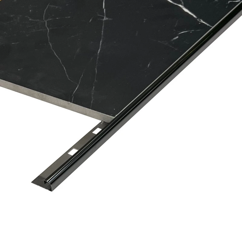 Profil inox colt exterior rotunjit 10x2700 mm gresie si faianta, negru oglinda
