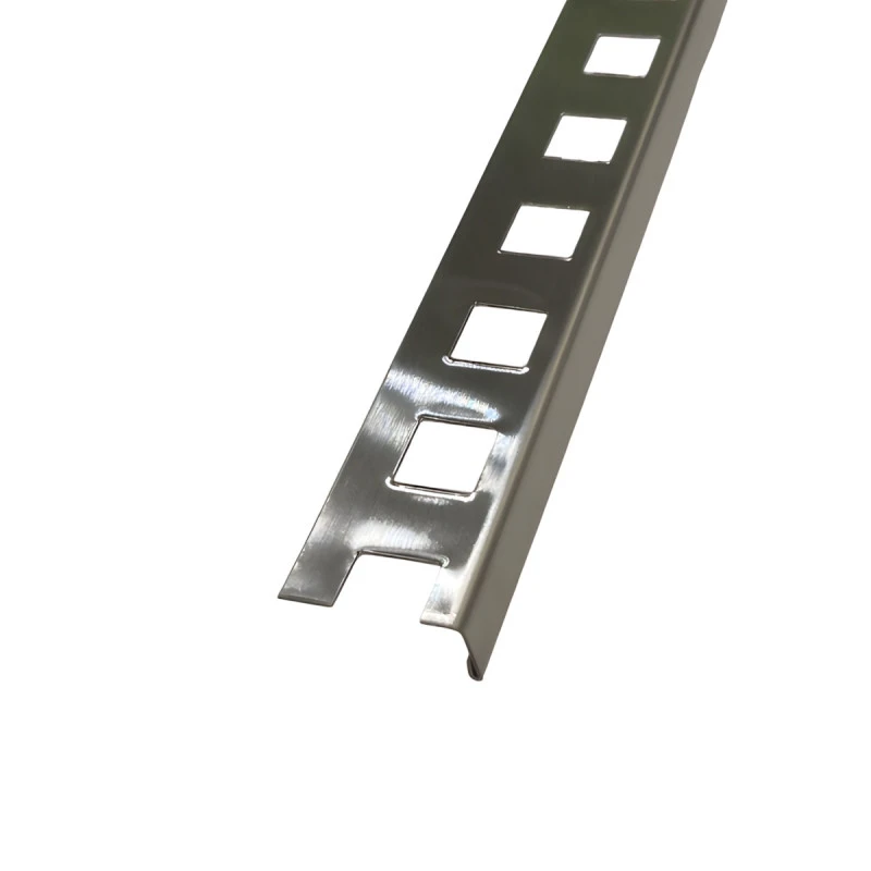 Profil inox drept, terminatie gresie faianta, 10 mm, crom brush