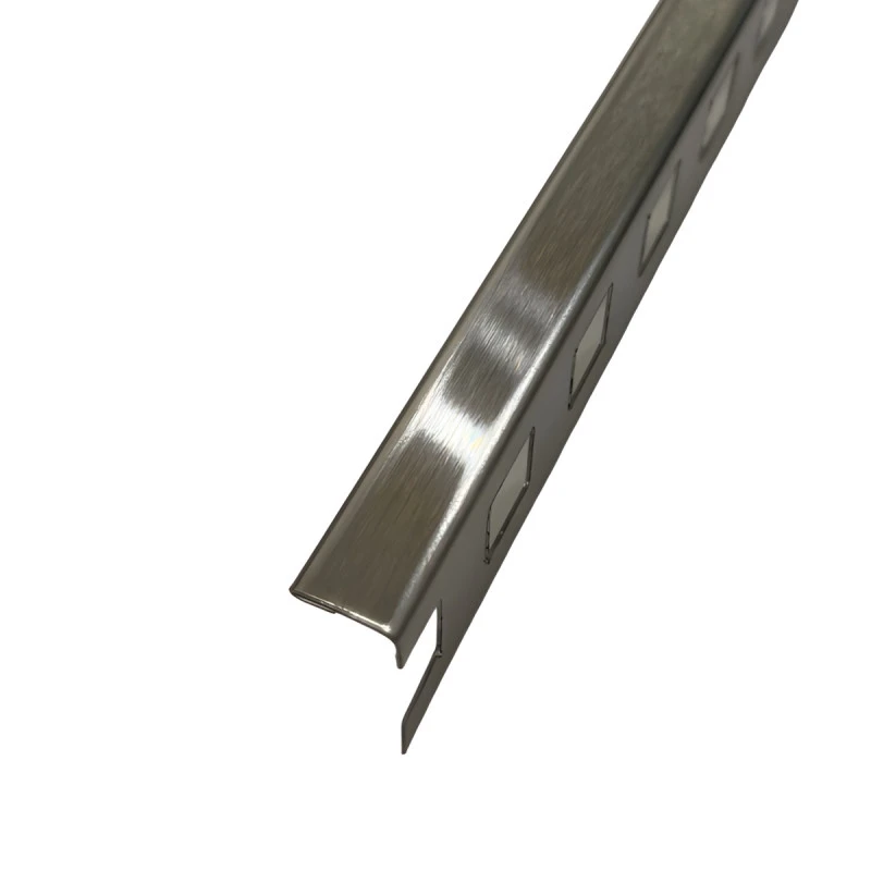 Profil inox drept, terminatie gresie faianta, 10 mm, crom brush