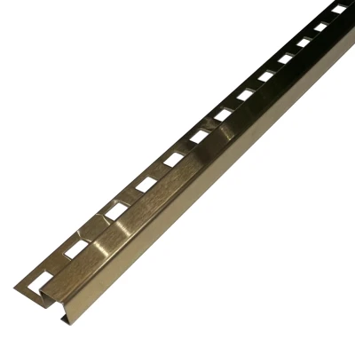 Profil de colț exterior pătrat din inox Auriu Brushed, 12x0.6x2700 mm Premier Decor