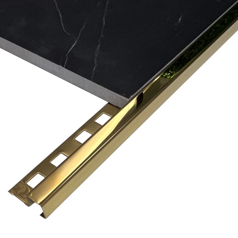Profil colt exterior patrat 12 x 12 mm gresie si faianta auriu oglinda
