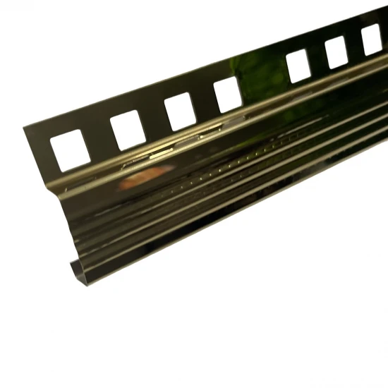 Profil inox, terminatie treapta gresie 10x30 mm, auriu oglinda, antiderapant