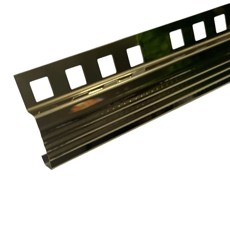 Profil inox, terminatie treapta gresie 10x30 mm, auriu oglinda, antiderapant