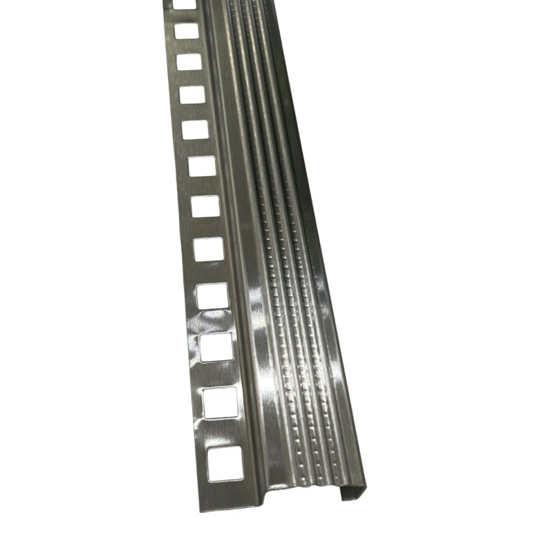 Profil inox, terminatie treapta gresie, 10x30 mm, Crom Brush, Antiderapant