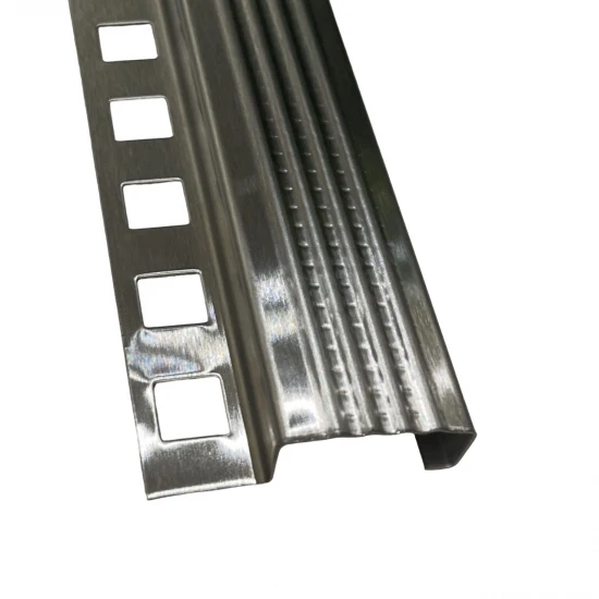 Profil inox, terminatie treapta gresie, 10x30 mm, Crom Brush, Antiderapant