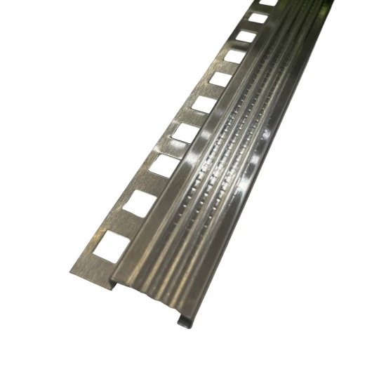 Profil inox, terminatie treapta gresie, 10x30 mm, Crom Brush, Antiderapant