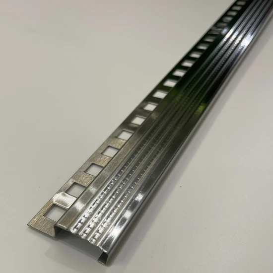 Profil inox, terminatie treapta gresie, 10x30 mm, Crom Brush, Antiderapant