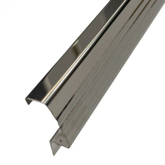 Profil terminatie treapta gresie, inox, 10x30 mm, crom oglinda, antiderapant