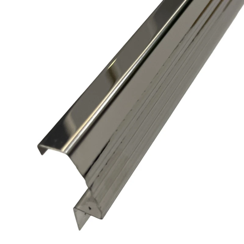 Profil terminatie treapta gresie, inox, 10x30 mm, crom oglinda, antiderapant