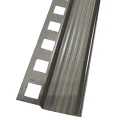 Profil terminatie treapta gresie, inox, 10x30 mm, crom oglinda, antiderapant