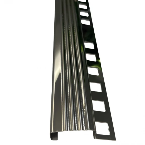 Profil terminatie treapta gresie, inox, 10x30 mm, crom oglinda, antiderapant