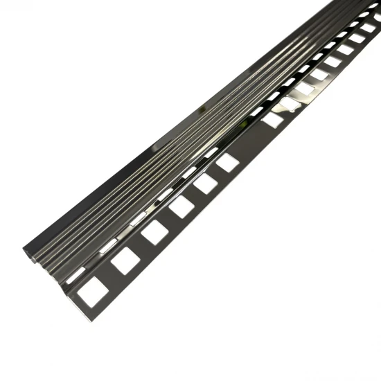 Profil terminatie treapta gresie, inox, 10x30 mm, crom oglinda, antiderapant