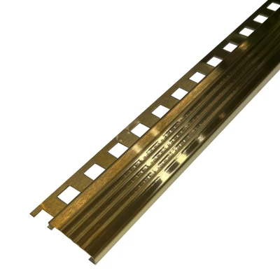 Profil inox, terminatie trepte gresie, 10x30 mm, auriu brush, antiderapant Premier Decor