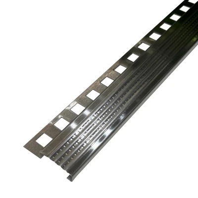 Profil inox, terminatie treapta gresie, 10x30 mm, Crom Brush, Antiderapant Premier Decor