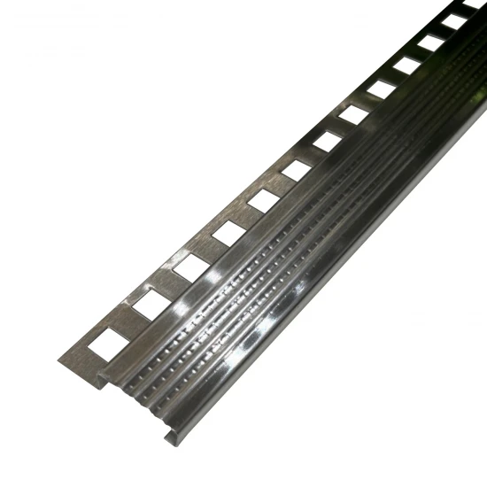 Profil inox, terminatie treapta gresie, 10x30 mm, Crom Brush, Antiderapant