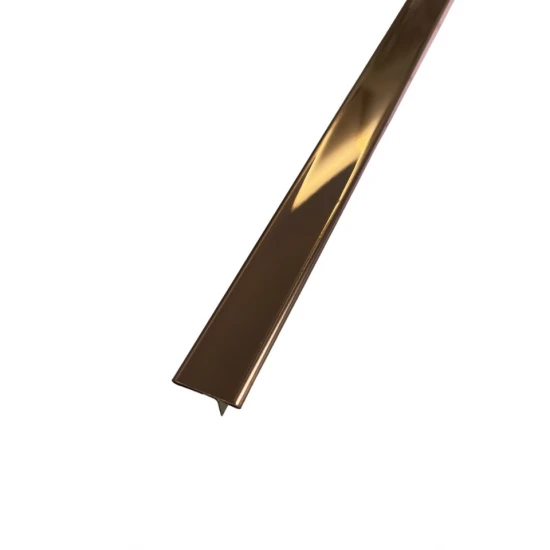 Profil trecere T inox 15x9x2700 mm cupru lucios - la nivel